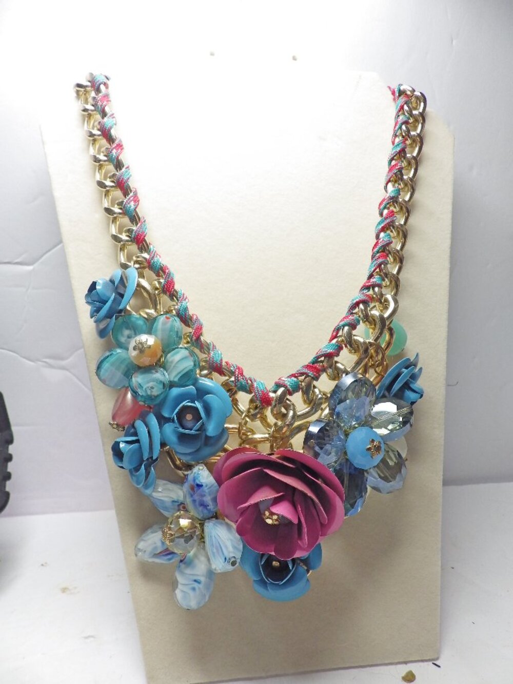 Beautiful Colorful Flower Statement Necklace 710G2